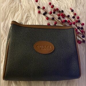 Gucci Parfums Dark Green and Tan Pouch